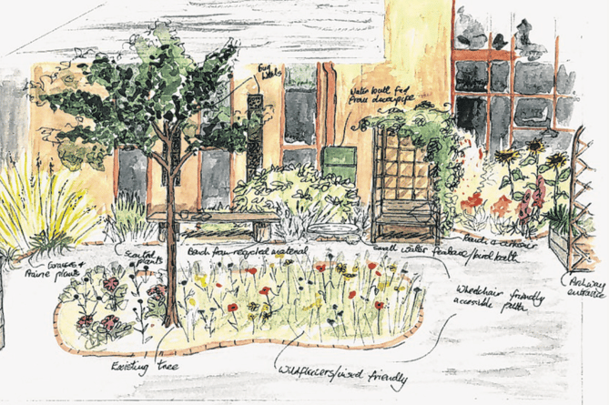 An artist’s impression of the wellbeing garden at St Andrew’s Church