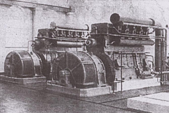 A photo from the News & Mail of June 19, 1953 showing inside the waterworks. The caption said: “The new 320hp diesel engines directly coupled to continuous-current generators”