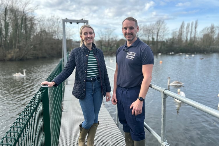Surrey's Deputy Commissioner Ellie Vesey-Thompson with Shepperton Swan Sanctuary volunteer Danni Rogers.jpeg