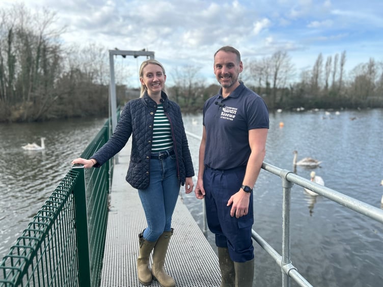 Surrey's Deputy Commissioner Ellie Vesey-Thompson with Shepperton Swan Sanctuary volunteer Danni Rogers.jpeg