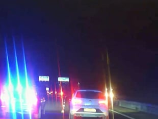 Shock footage shows moment drink-driver rammed by police car on M3