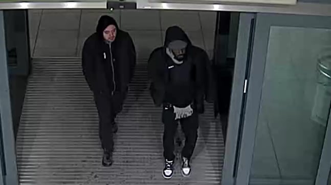 The two wanted men who violently assaulted a taxi driver at Heathrow Airport