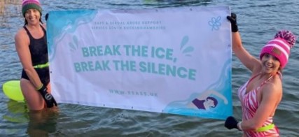 Domestic abuse campaigner's icy swim
