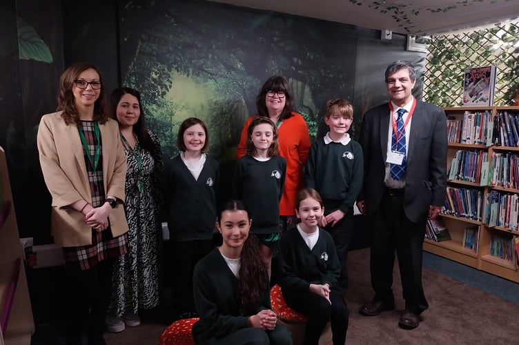 Students and staff in the newly opened library