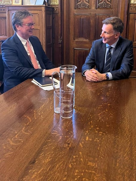 Jonathan Lord with Jeremy Hunt, the Chancellor