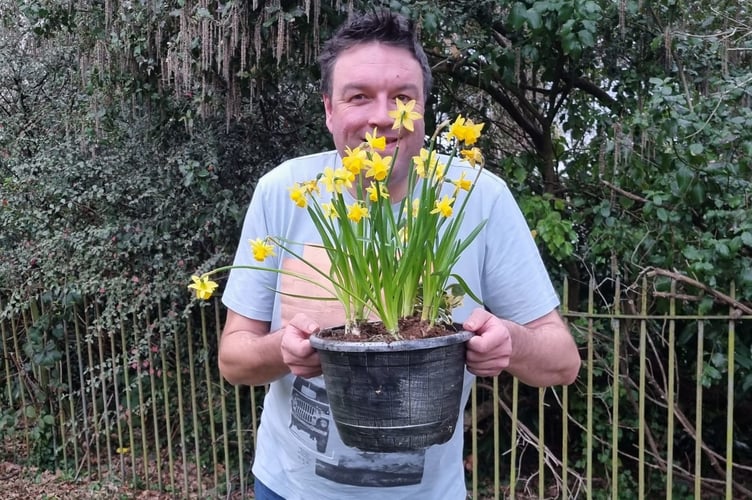Jon Andrews with daffodils