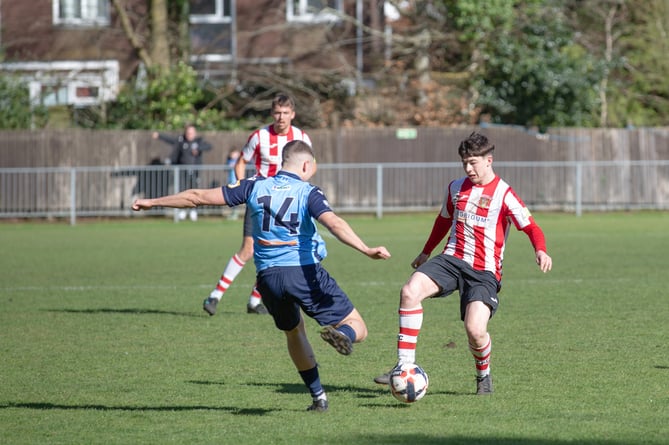 Action from Guildford City's 3-2 defeat at Fleet Town (Photo: Cosmo Wells)