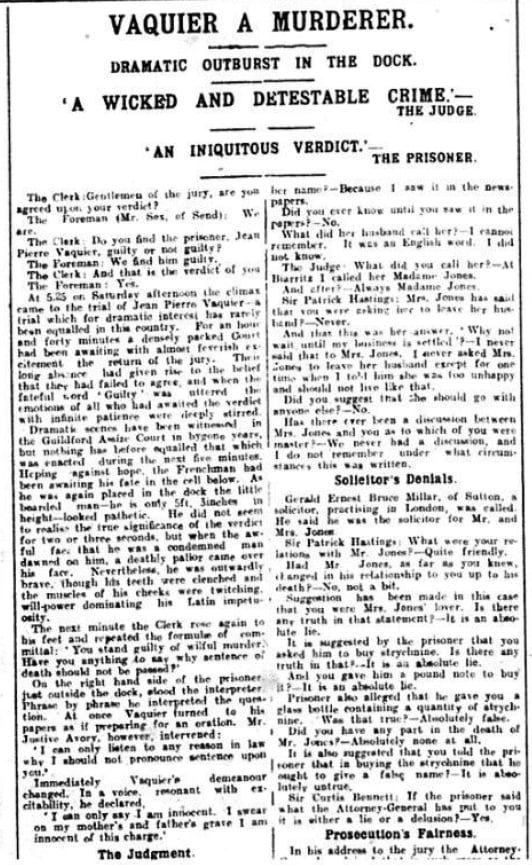The News & Mail of 11 July 1924 reported the guilty verdict handed down to Jean Pierre Vaquie