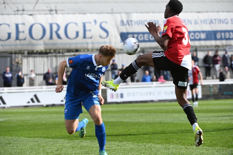 Action from Woking's 1-0 defeat against Eastleigh on Good Friday (Photo: Andy Fitzsimons)