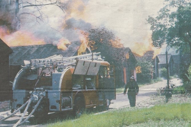 Fire crews attending the blaze at Inkeman Barracks in 1964