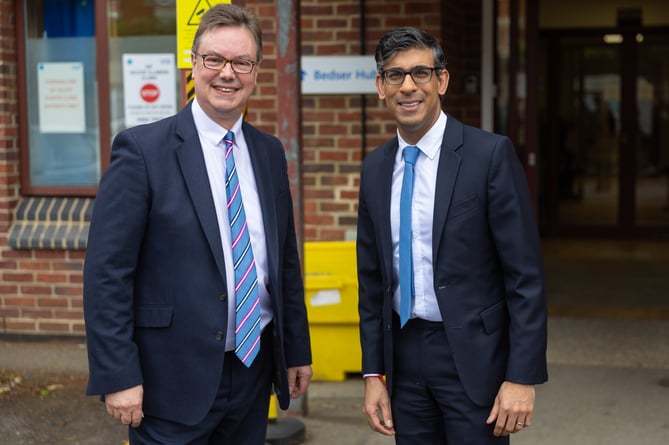 11/04/2024. Woking, United Kingdom. The Prime Minister Rishi Sunak visits Woking Community Hospital where he met staff and spoke with a patient having a bone diagnostic test in the Community Diagnostic Centre. Picture by Simon Walker / No 10 Downing Street