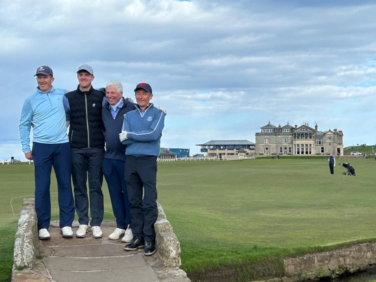 Dave Andrews with his son Luke, and friends Les Beesley and Kevin Parrington at St Andrews Old Course