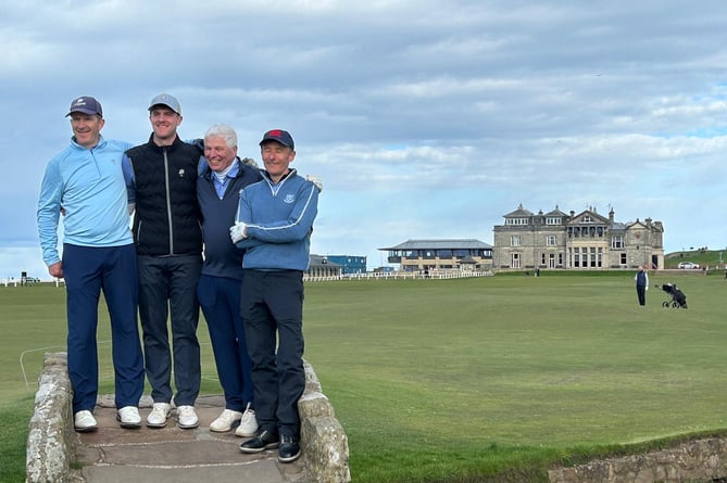Dave Andrews with his son Luke, and friends Les Beesley and Kevin Parrington at St Andrews Old Course