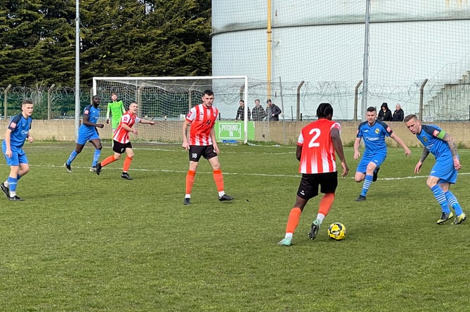 Action from Westfield's 2-0 win at Ashford Town (Photo: Westfield FC)