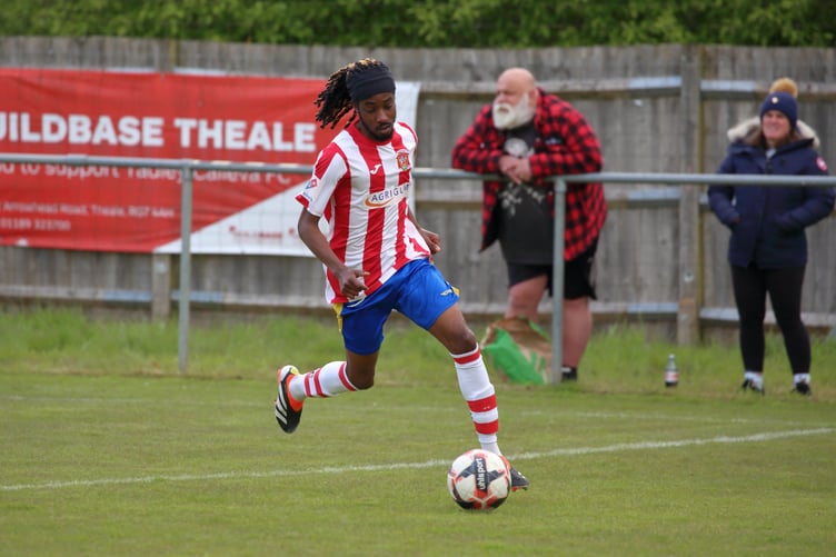 Action from Guildford City's 2-0 defeat at Tadley Calleva (Photo: Hazel Worthy)