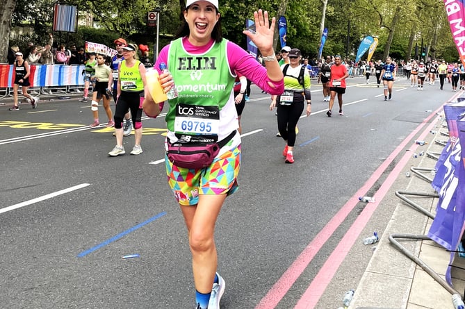 Elin Roberts of Bisley running the London Marathon