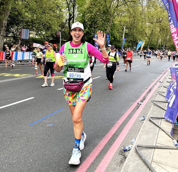 Elin Roberts of Bisley running the London Marathon