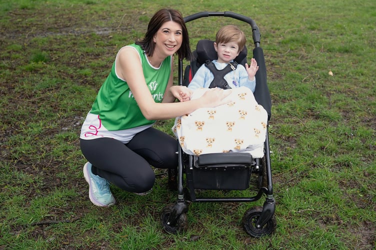 Elin Roberts and her son Oliver