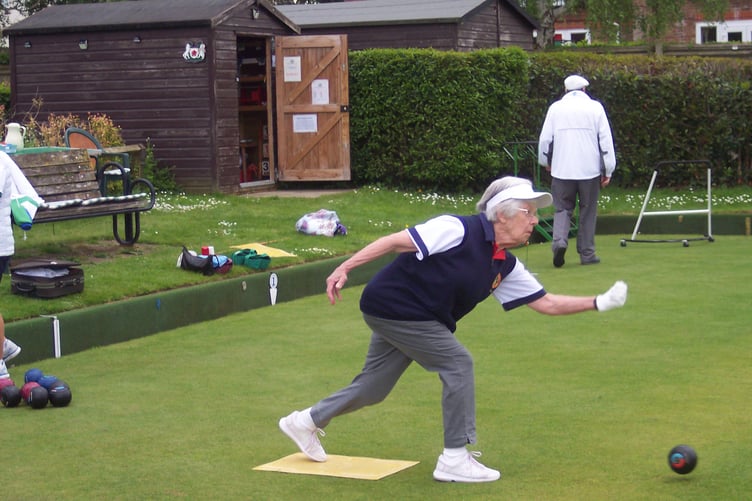 Action from Mayford Hall Bowls Club