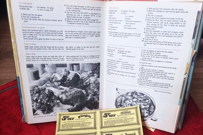 Marguerite Patten's 1964 cookbook and coupons found inside