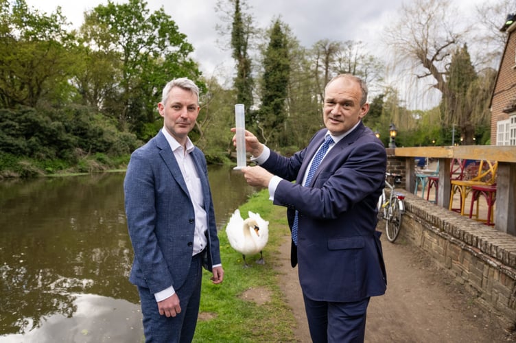 Will Forster and Lib Dem leader Ed Davey by River Wey