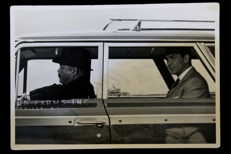 Sean Connery and Harald Sakata on the set of Goldfinger