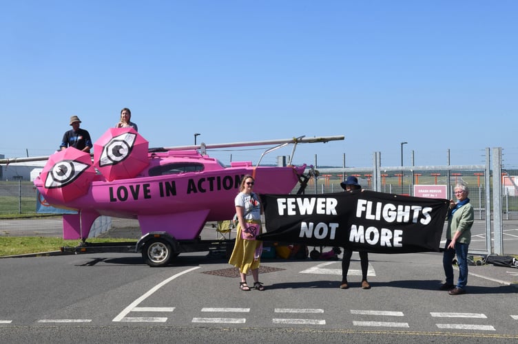 Protesters with the iconic XR pink boat