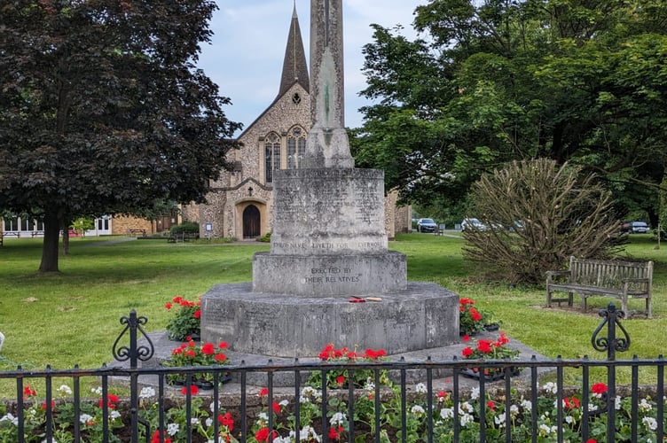 The war memorial at St John's Church, West Byfleet 