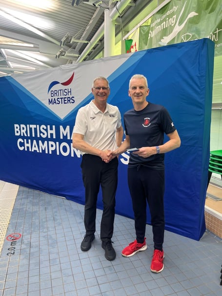 Top male decathlon swimmer Mike Hodgson (right)