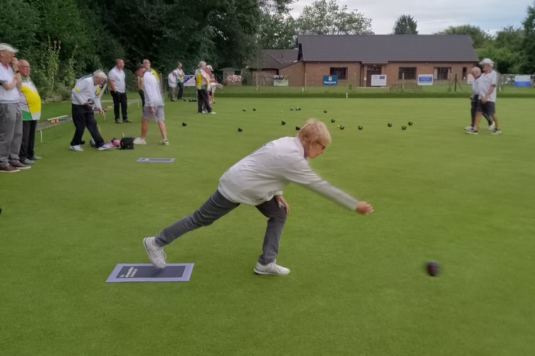 Action from a Mayford Hall Bowls Club match
