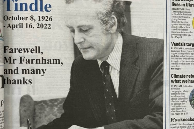 Sir Ray Tindle Obituary Front Page