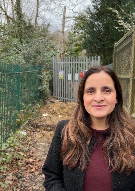 Cllr Ayesha Azad by the site of where the footbridge will be replaced 