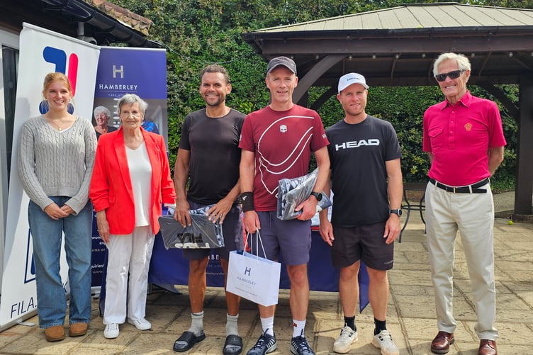 Greetje Wyatt, second from the left, handing out prizes (Charrington Manor)