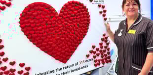 A heart for every one of the 315 extra lives saved at Royal Surrey