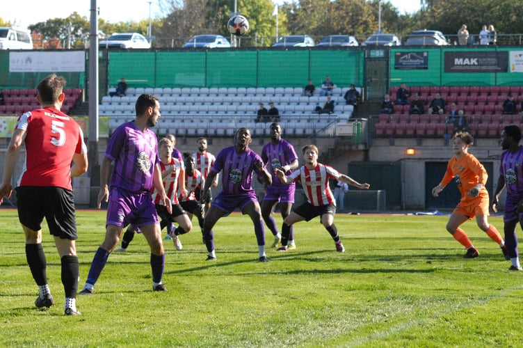 Action from Guildford City's 2-1 win against Tooting & Mitcham United (Photo: Chris Pegman)