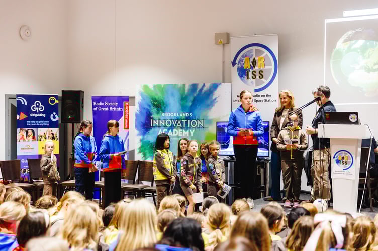 HRH The Duchess of Edinburgh asking questions to astronaut Sunita Williams via a live radio link with Brownies, Guides and Rangers
