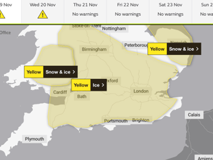 Ice warning issued for Hampshire and Surrey as temperatures plunge