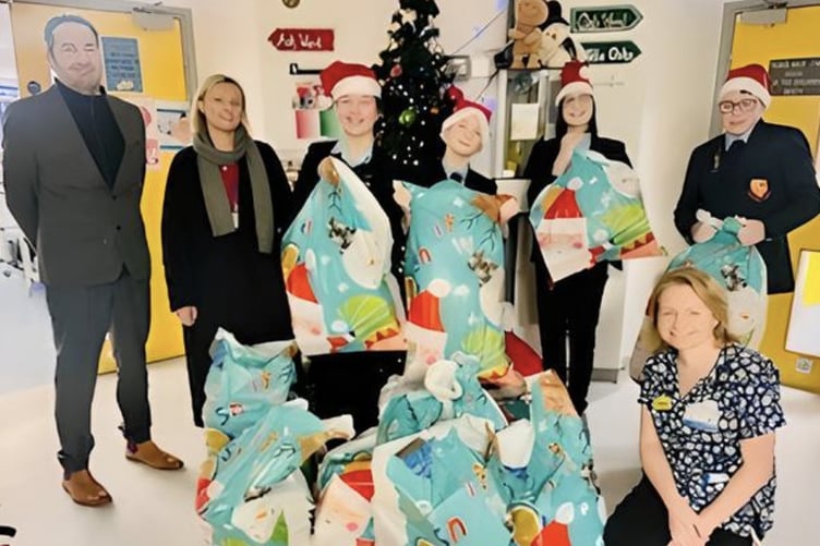 Some of the students and staff drop off donations at St Peters children’s ward