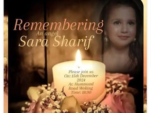 Vigil for 10-year-old Sara at Hammond Road, Horsell, on Sunday