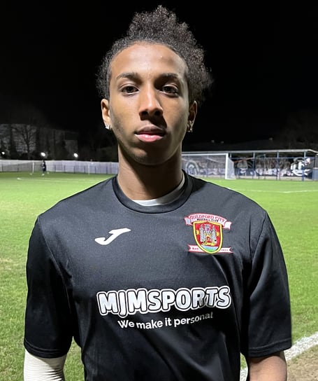 Deven Reid-Solanki scored Guildford City's opening goal against Corinthian-Casuals (Photo: Guildford City FC)