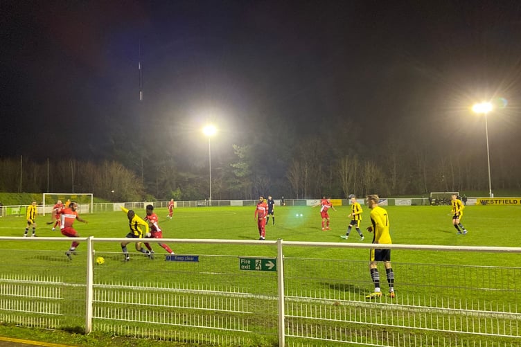 Action from Westfield's Isthmian League South Central Division match against Hayes & Yeading United