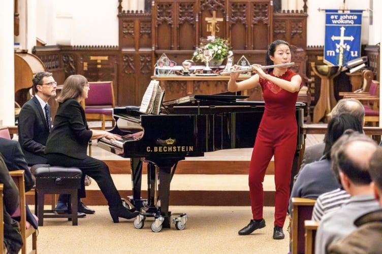 Last year's 2024 winner Hanhan Qu, playing the flute, with piano accompaniment by Margaret Roberts