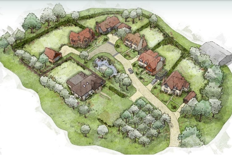 CGI drawing of the proposed houses on Potters Lane.