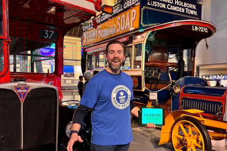 Ben Melham who now holds the Guinness World Record for the most museums visited in 24 hours, visiting 42 in one day. Release date January 28 2025. A dad has bagged a world record after visiting an incredible 42 museums across London in just one day - using a kick scooter. Ben Melham, 42, now holds the Guinness World Record for the most museums visited in 24 hours - after being challenged by his children. The dad-of-two, from London, smashed the previous record of 33 set by Sujoy Kumar Mitra and Swaroop Dawrani in India. Ben says that breaking the record took a lot of planning as he had to meticulously map out his route - considering opening hours, travel times and the record guidelines. He travelled between locations using a kick scooter to speed up his journeys. Ben bgean his attempt at 9:03am on October 25 last year, at the Museum of the Royal Pharmaceutical Society.