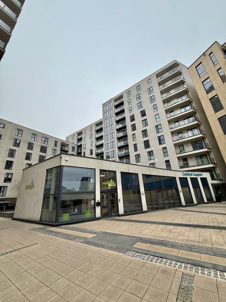 Catalyst Support new headquarters, Nankeville Court in Woking, Feb 2025.