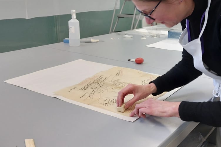 Gertrude Jekyll’s garden plans being preserved and readied for an exhibition at Surrey History Centre.
