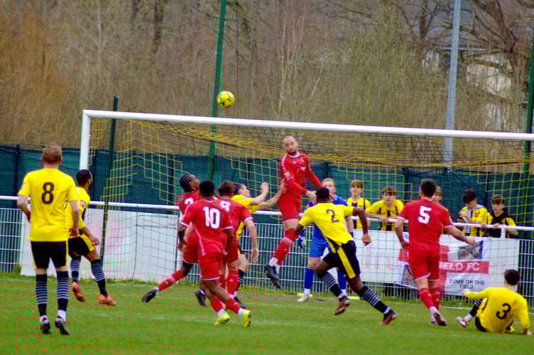 Action from Westfield's 2-0 win against Harrow Borough (Photo: Ian Poole)