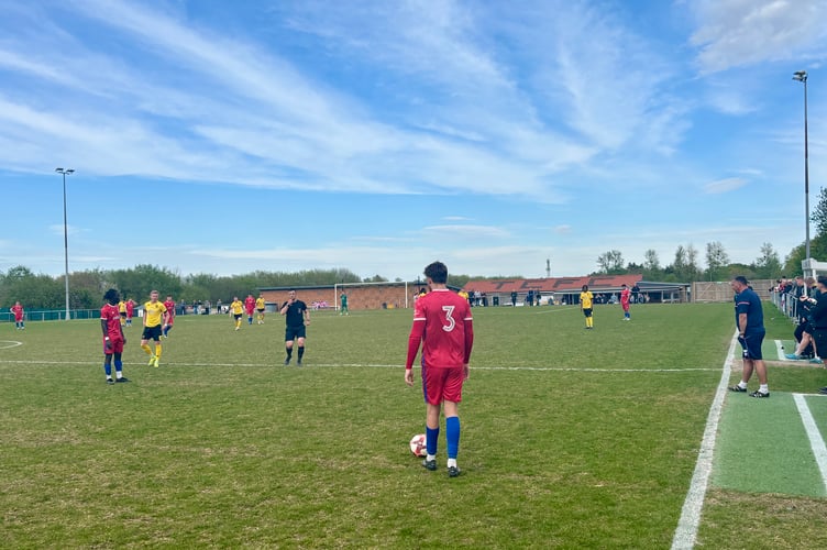 Action from Knaphill's 5-0 defeat against Tadley Calleva (Photo: Knaphill FC)