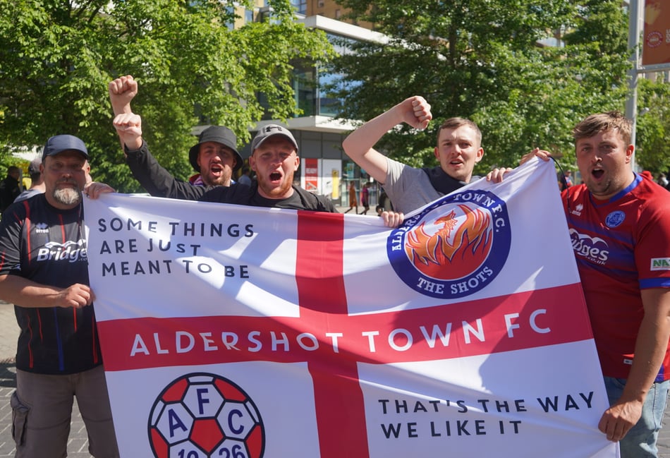 WATCH: Aldershot fans celebrate at Wembley after FA Trophy win