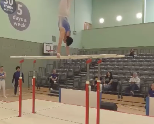 A handstand on the parallel bars from a Woking gymnast, Basildon Sporting Village, June 7th and 8th 2025.